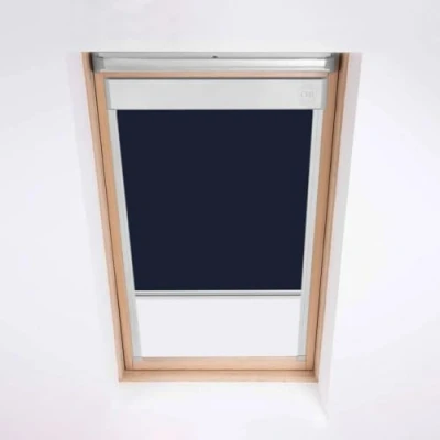Image de Classic Roof Blinds Store occultant pour fenêtres de toit Velux Bleu nuit Cadre en aluminium argenté (MK08)