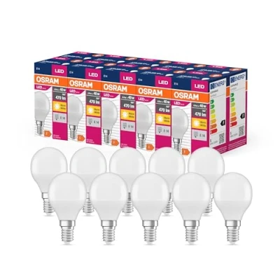 Image de OSRAM Valeur d&#039;étoile LED Classic P40 LAMPE pour la prise E14, forme de goutte, FR, 470 lumens, blanc chaud (2700k), remplacement des ampoules 40W conventionnelles, non dimmables, 10 pack