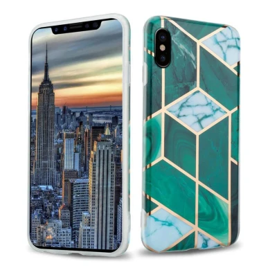 Image de Coque pour Apple iPhone X / XS en Marbre Or Blanc Vert Foncé No. 6 Housse de protection Étui silicone TPU avec motif mosaïque Neuf