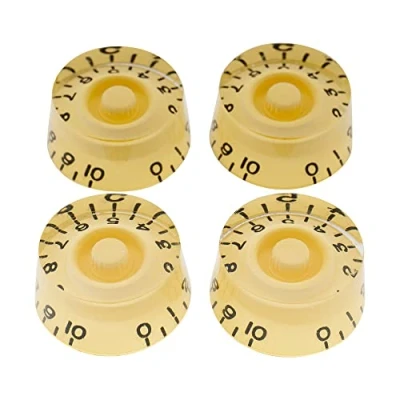 Image de Musiclily Pro Métrique 18 Splines Bouton de Potentiomètre Speed Knobs pour l&#039;Asie Import Guitare Basse Split Shaft Pots, Creme(Lot 4)