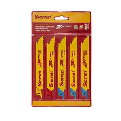 Image de Starrett Assortiment de 5 lames scie sabre bimétallique SB6 A Coupe bois, métal et multi usage