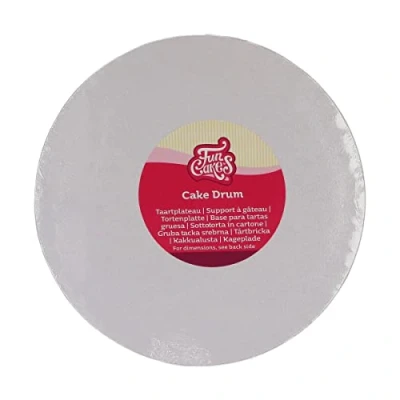 Image de FunCakes Cake Drum Rond Ø22,5 cm Blanc : Drum, Base pour présenter des gâteaux, Haute qualité, Aspect luxueux, 1 pièce.