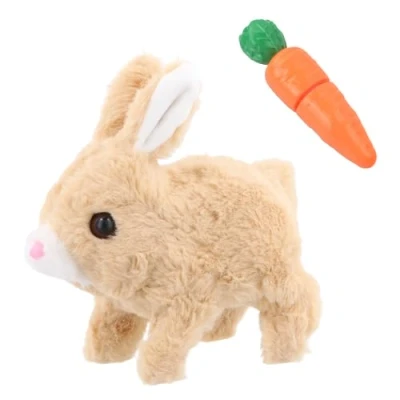 Image de Jouets Interactifs Éducatifs Les Lapins et Mignon Carotte, Jouet de Lapin Électrique Animal, Peuvent Marcher Parler, Interactif Paques pour Enfants (Jaune)