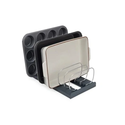 Image de Joseph DrawerStore Organisateur Cuisine, Support Plateaux de Cuisson, Casseroles, Couvercles, Planches à Découper, avec 7 Compartiments Réglables, Anthracite