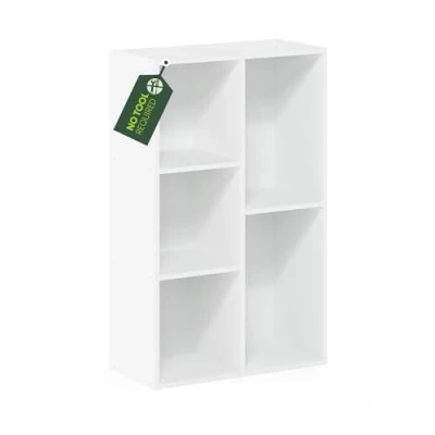 Image de Furinno Luder Étagère Ouverte à 5 Cubes sans Outil Assembler, Bois d&#039;ingénierie, Blanc, Tier No Tool