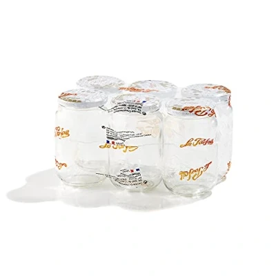 Image de Le Parfait 4035 T.O. Pot à Miel avec Couvercle Verre Transparent/Doré 385 ML 63 mm Lot de 6