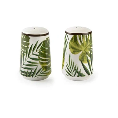 Image de Excelsa Foliage Set sel et Poivre, céramique, Vert, 2 pièces
