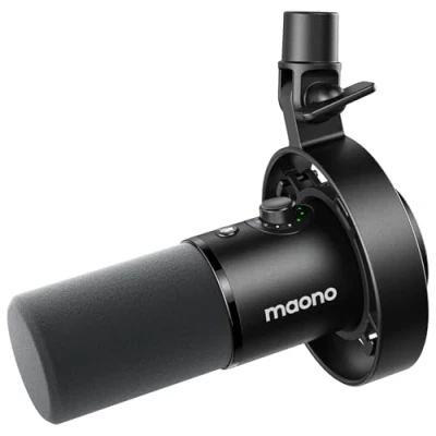 Image de MAONO Microphone PD300X pour Podcast Micro Professionnel XLR/USB, Hi FI 192 kHz/24 Bit, réduction du Bruit, Logiciel Link, idéal Le podcasting et Les enregistrements vocaux en Studio.