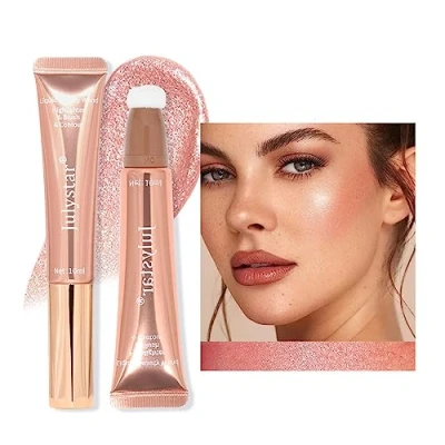 Image de Bâton de fard à joues liquide INTEROOKIE, finition mate flash haute brillance, brillance nacrée (05#*10ML)