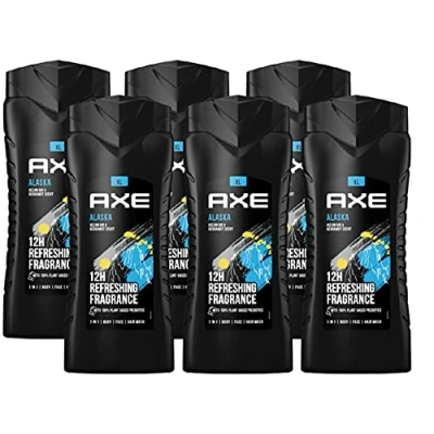 Image de AXE Alaska Lot de 6 gels douche et shampoing 3 en 1 XL Pour une fraîcheur un parfum longue durée homme le corps les cheveux du visage Testé dermatologiquement x 400 ml