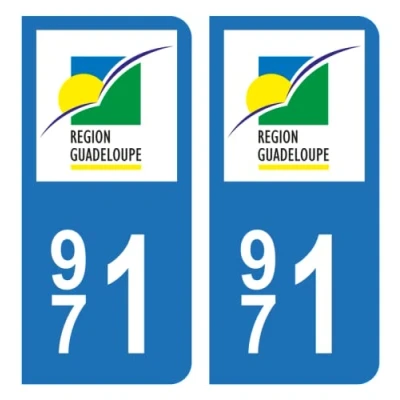 Image de HADEXIA Autocollant Stickers Plaque d&#039;immatriculation 971 Guadeloupe DROM Version BIS