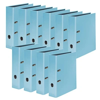 Image de Falken Lot de 10 classeurs à anneaux Couleur pastel fabriqués en Allemagne 8 cm large Format A4 Bleu ciel