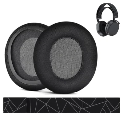 Image de Coussinets et Bandeau de Remplacement pour SteelSeries Arctis 7 9 Pro &amp; Prime Wireless Gaming Headset etc. par MMOBIEL Mesh Fabric Tissu Flexible Écouteurs