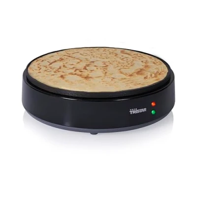 Image de Tristar Crêpière 30 cm 1200 W Chauffe Rapide Revêtement Antiadhésif 10 Niveaux de Chaleur Sans BPA Rangement Compact Inclus Spatule &amp; Bâton en T, BP 2627