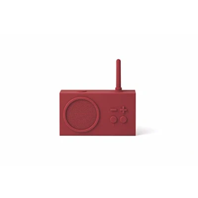 Image de Lexon TYKHO 3 Enceinte Bluetooth Portable et Poste Radio FM, Etanche avec Batterie Rechargeable Rouge Sombre