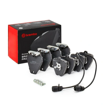 Image de BREMBO P 85 038 Jeu de plaquettes frein contact signal d&#039;usure inclus avec vis d&#039;étrier frein, clip piston sans accessoires