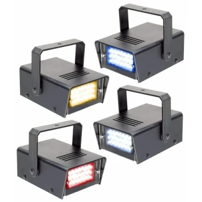 Image de BeamZ Set de 4 Mini Stroboscopes LED, DJ Light Effect, Jeu Lumières, Plafond/Mur, Ambiance Discothèque, Vitesse Réglable, Programmes Automatiques, Haute Intensité, Faible Consommation