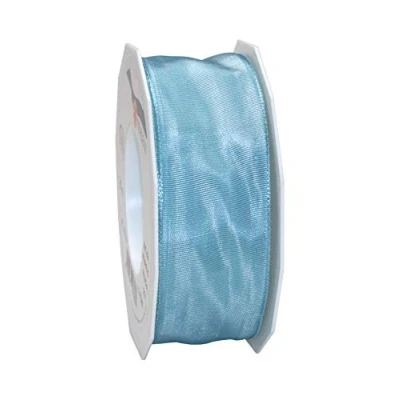 Image de PRÄSENT Lyon Ruban Taffetas Fil de Fer Aigue Marine 40 mm 25 m, Bleu Vert