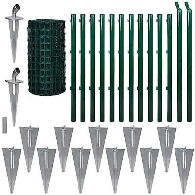 Image de vidaXL Jeu de Clôture avec des Piquets Sol Jardin 25 x 0,8 m Acier Vert