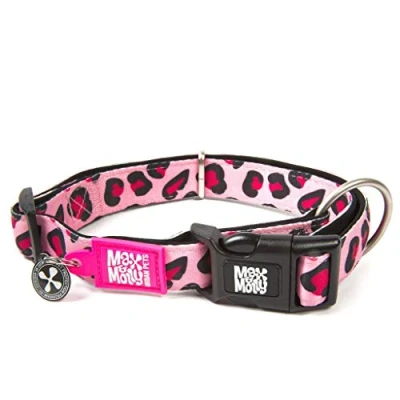 Image de Max &amp; Molly Collier pour Chien avec étiquette de sécurité à Code QR Doux, réglable et imperméable Motif imprimé Animal Mignon Chiens Chiots Filles garçons, Taille M