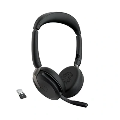 Image de Jabra Evolve2 65 Flex Micro Casque stéréo sans Fil Bluetooth avec Technologie à réduction de Bruit ClearVoice et ANC Hybride Compatible Les principales Plateformes UC Noir