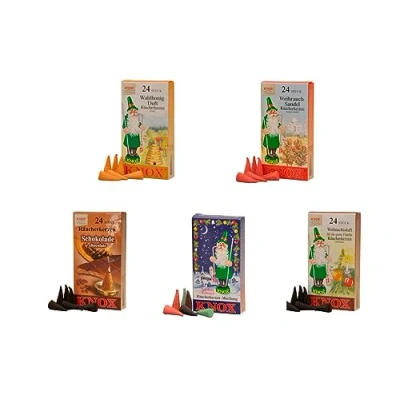 Image de Knox Lot de 5 cônes d&#039;encens mélange Sandel, miel forêt, parfum Noël, chocolat, Noël multicolore Fabriqué en Allemagne
