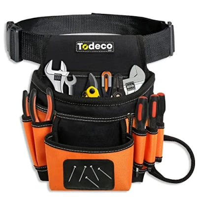 Image de Todeco Ceinture Porte Outils, Sacoche à Outils avec réglable, Bricolage magnétique, pour La Fixation des Vis, Boulons, Clous, Bits, Attaches, Tournevis