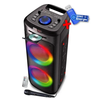 Image de Enceinte Autonome Lumineuse Avec Lecteur CD Inovalley MS06 XXL Bluetooth 5.0 / USB 1000W Karaoké, RADIO FM+ Clé 32G