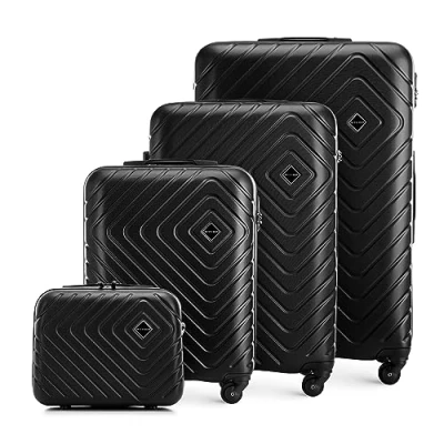 Image de WITTCHEN Valise de Voyage Set 4 valises Bagages à Main Trousse Toilette en ABS avec roulettes pivotantes Serrure Combinaison Poignée télescopique Cube Line Noir