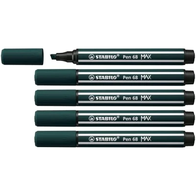 Image de Feutre dessin STABILO Pen 68 MAX ARTY Lot x 5 Feutres Coloriage Pointe Large vert sapin