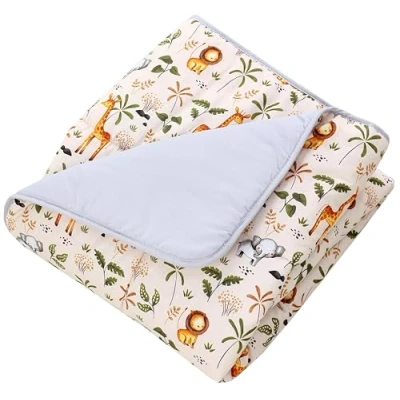 Image de TupTam Tapis de jeu pour Bébé Enfants d&#039;éveil 120 x cm Rembourré XXL Chambre Bébé, Safari/Éléphant/Girafe/Lion/Beige/Vert