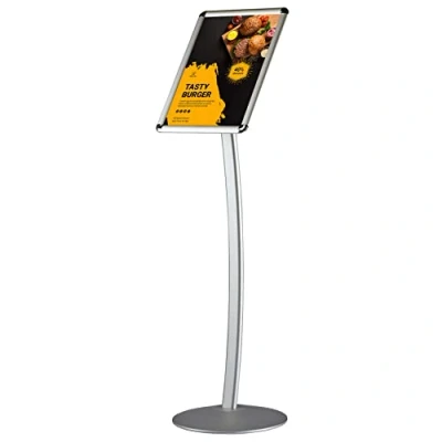 Image de DISPLAY SALES Support d&#039;information Rond incurvé Argenté Format A4, Porte menu