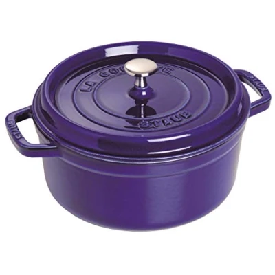Image de STAUB Cocotte en Fonte Émaillée avec Couvercle, Tous feux dont induction, 4 personnes, Ronde, 24 cm, 3,80 L, 5 kg, Bleu Intense