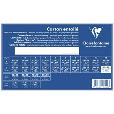 Image de Clairefontaine 34155C Un carton à peindre avec enduction blanche 65x50 cm (format 15P paysage), épaisseur 4mm, toilé blanc