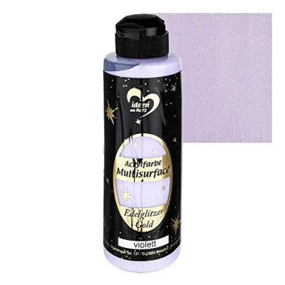 Image de Ideen mit Herz Peinture acrylique Multisurface à paillettes précieuses universelle base d&#039;eau Avec dorées scintillantes élégantes 180 ml (violet)