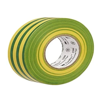 Image de 3M Temflex TGG1925 TEMFLEX150019X25GY 1500 Ruban isolant électrique en vinyle Jaune/vert 19 mm x 25 m 0,15