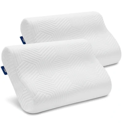 Image de LAMB Lot de 2 Coussins en Mousse à mémoire Forme Ergonomique densité 50D Housse Amovible Convient pour Une Position latérale Bleue