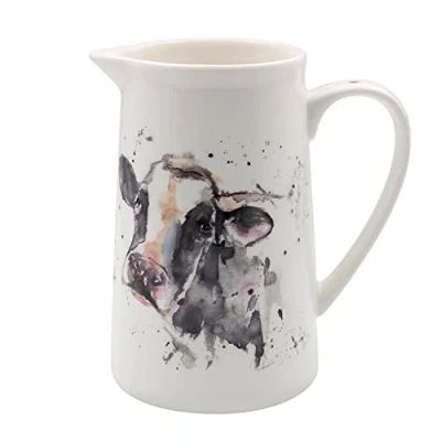 Image de lesser and pavey LP49077 Pichet en céramique Motif vache Blanc