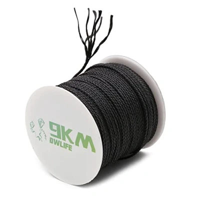 Image de 9KM DWLIFE Corde tressée 100 % Kevlar Multifonction utilitaire de camping Aide à la pêche Modèle fusée Résistant chaleur et aux coupures Noir