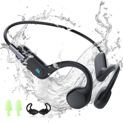 Image de HIFI WALKER Casque à Conduction Osseuse avec Lecteur MP3 Étanche pour Natation IPX8, Écouteurs sans Fil Open Ear, Bluetooth 5.3 de Musique 32 Go la Course Pied, Le vélo