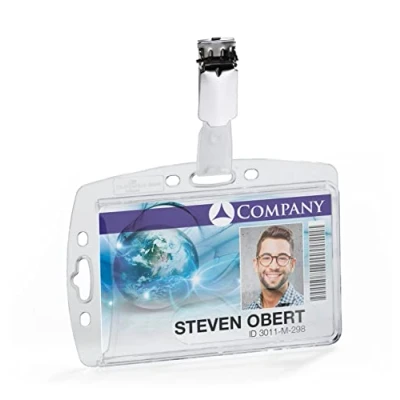 Image de Durable Porte Badge Rigide pour 1 Carte de Sécurité + Clip Dimensions Intérieures : 54 x 85 mm Unité 895619 Transparent