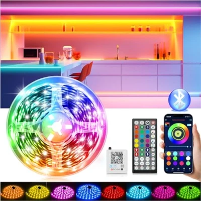 Image de Ruban LED, 15M Led Chambre Flexible Bluetooth App Contrôle, RGB Bande Synchroniser avec Rythme de Musique Strip, Fancy pour Gaming Room, Plafond, Mariage, Fête, Cuisine, TV, Bureau