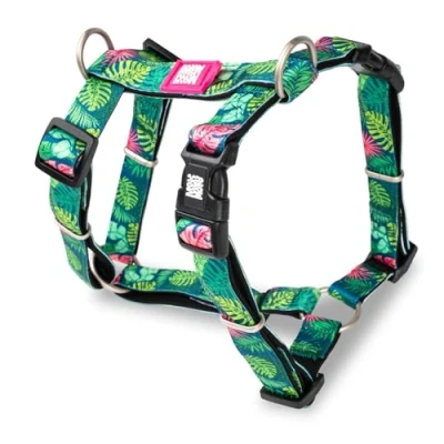 Image de Max &amp; Molly Harnais pour Chien en Forme de H, Ultra Confortable Néoprène Moyen, Tropical/M, Rembourré, Sûr Léger Confort Votre fidèle Compagnon
