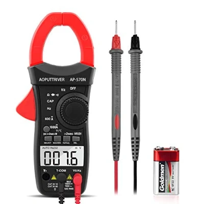 Image de Pince Ampèremétrique Numérique AP 570N 6000Compte TRMS Amperemetrique Sans Contact Mesurer Tension CC/CA，Courant，Résistance，Capacité，Température，Fréquence，Cycle de Service（Batterie Incluse）