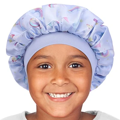 Image de Hat Hut Bonnet de Sommeil en Satin pour Enfants Nuit Soie Cheveux Bouclés Réglable Bébé (FR/ES, Alpha/Lettres, Taille Unique, Licorne 3)