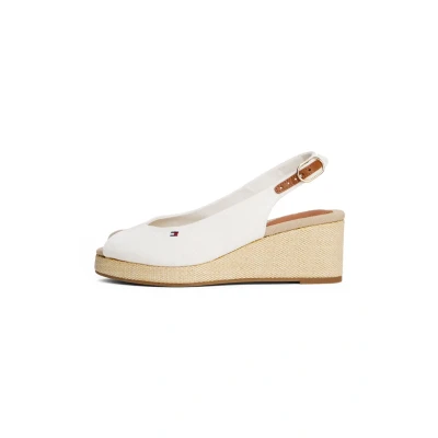 Image de Tommy Hilfiger Espadrilles Compensées Femme Flag Mid Slingback Bride Réglable, Blanc (Ecru), 36