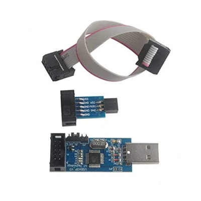 Image de Geekstory Programmateur de microcontrôleur USB ISP ASP ATMEL 51 AVR avec câble + carte adaptateur 10 broches vers 6 pour Ender 3 ou Pro