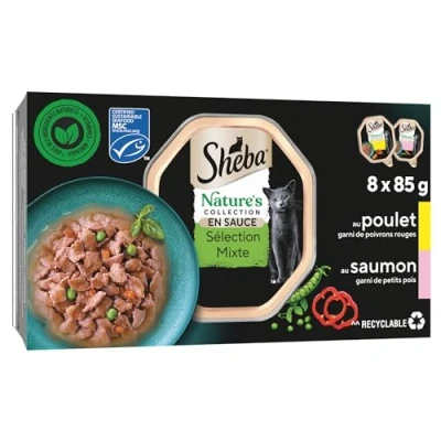 Image de SHEBA® Nature&#039;s Collection barquettes Sélection Mixte en sauce 2 variétés pour chat adulte 8x85g Lot de 4