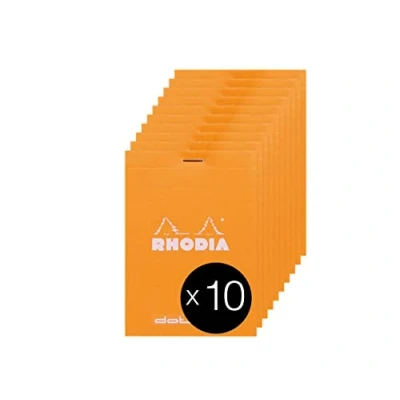 Image de RHODIA 12558Cpack Bloc Notes Agrafé Dotpad N12 Orange 8,5x12 cm Pointillés Dot 80 Feuilles Détachables Papier Clairefontaine g/m² Couverture en Carte Enduite Paquet de 10 blocs