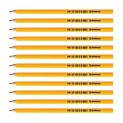 Image de OFFICER PRODUCTS Donau 7383001PL 99 Lot de 12 crayons à papier HB, en bois, non toxiques, couleur : jaune